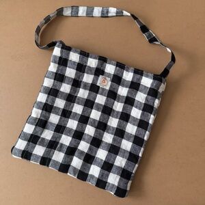 NWOT Handmade Black and White Checkered Shoulder Bag